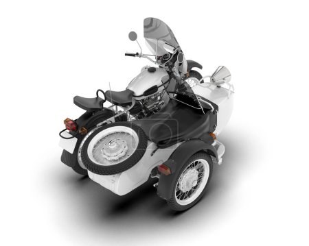 Téléchargez les photos : Moto blanche isolée sur fond blanc. rendu 3d - illustration - en image libre de droit