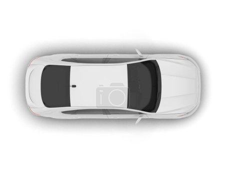 Weißes Stadtauto isoliert auf weißem Hintergrund. 3D-Darstellung - Illustration