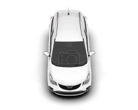 Foto de Blanco coche moderno aislado en el fondo. representación 3d - ilustración - Imagen libre de derechos