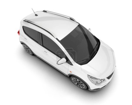 Foto de Blanco coche moderno aislado en el fondo. representación 3d - ilustración - Imagen libre de derechos