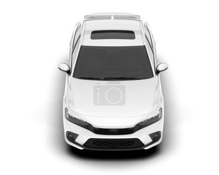 White modern car isolated on background. 3d rendering - illustration