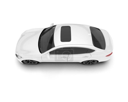 Photo for White modern car isolated on background. 3d rendering - illustration - Royalty Free Image