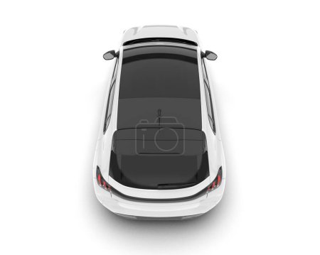 Weißes modernes Auto isoliert auf dem Hintergrund. 3D-Darstellung - Illustration