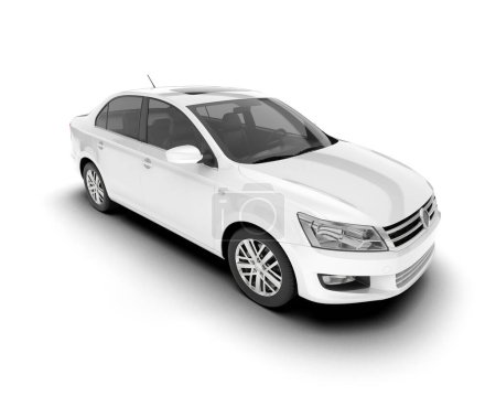 Photo for White modern car isolated on background. 3d rendering - illustration - Royalty Free Image