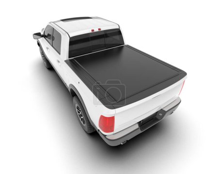 Téléchargez les photos : Camionnette blanche isolée sur fond. rendu 3d - illustration - en image libre de droit