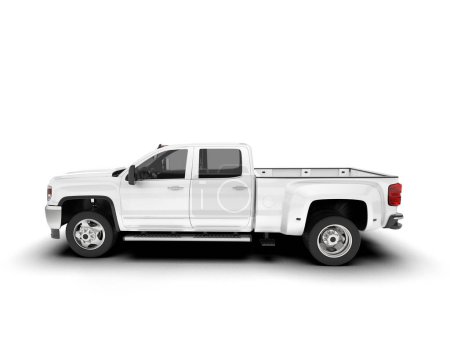 Photo for White pickup truck isolated on background. 3d rendering - illustration - Royalty Free Image