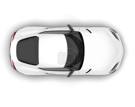 White sport car isolated on white background. 3d rendering - illustration