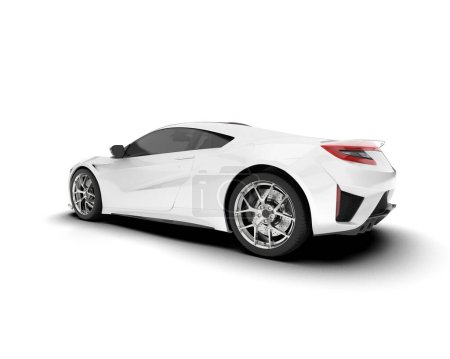 White sport car isolated on white background. 3d rendering - illustration