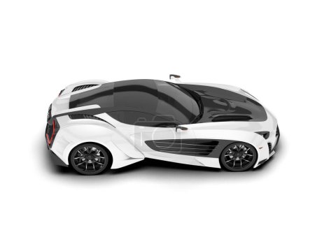 Weißer Sportwagen isoliert auf weißem Hintergrund. 3D-Darstellung - Illustration
