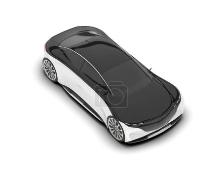 Weißer Sportwagen isoliert auf weißem Hintergrund. 3D-Darstellung - Illustration