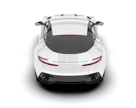 Photo for White sport car on white background. 3d rendering - illustration - Royalty Free Image