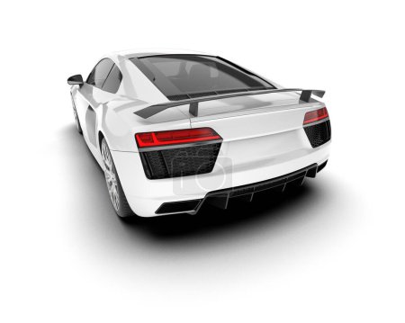 Photo for White sport car on white background. 3d rendering - illustration - Royalty Free Image