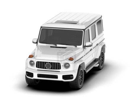 Photo for White SUV isolated on white background. 3d rendering - illustration - Royalty Free Image