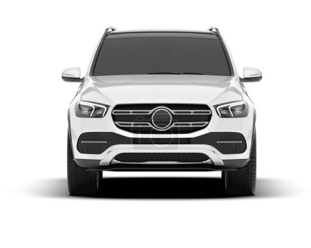 White SUV isolated on white background. 3d rendering - illustration