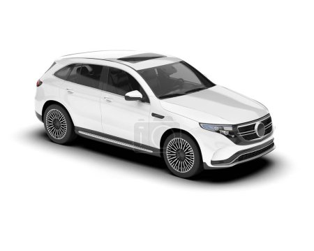 White SUV isolated on white background. 3d rendering - illustration