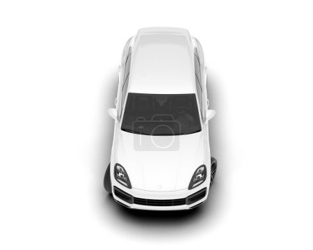 Téléchargez les photos : SUV blanc isolé sur fond blanc. rendu 3d - illustration - en image libre de droit