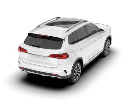 SUV blanco aislado sobre fondo blanco. representación 3d - ilustración
