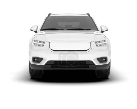 Téléchargez les photos : SUV blanc isolé sur fond blanc. rendu 3d - illustration - en image libre de droit