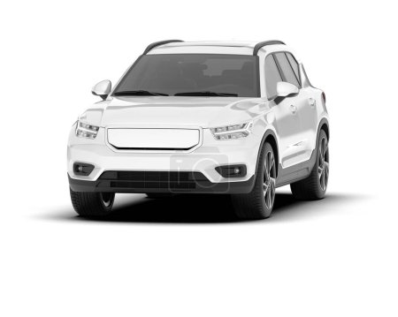 Photo for White SUV isolated on white background. 3d rendering - illustration - Royalty Free Image