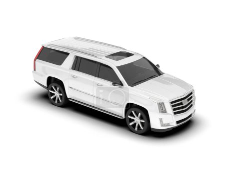 SUV blanco aislado sobre fondo blanco. representación 3d - ilustración