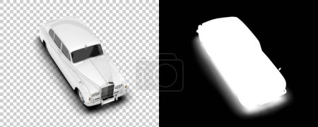 Téléchargez les photos : Voiture de luxe blanche isolée sur fond blanc. rendu 3d - illustration - en image libre de droit