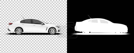 Téléchargez les photos : Silhouettes of modern car on transparent and black background - en image libre de droit