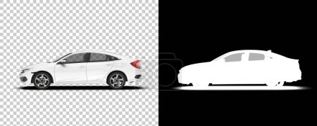 Téléchargez les photos : Silhouettes of modern car on transparent and black background - en image libre de droit