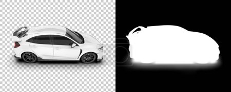 Foto de 3d ilustración de modelo de coche blanco sobre fondo transparente. imagen generada por ordenador - Imagen libre de derechos