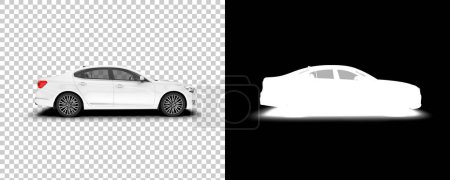 Téléchargez les photos : Illustration 3D, dos et blanc Voiture moderne sur fond transparent. image générée par ordinateur, voitures 3D virtuelles - en image libre de droit