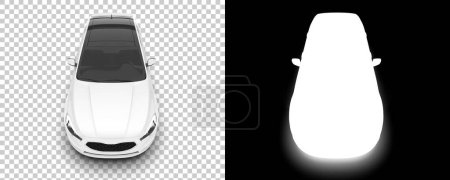 Foto de 3d ilustración, espalda y blanco Coche moderno sobre fondo transparente. imagen generada por ordenador, coches virtuales 3d - Imagen libre de derechos