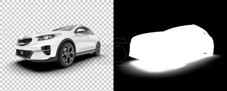 Photo for 3d illustration, back and white Modern car on transparent background. computer generated image, virtual 3d cars - Royalty Free Image