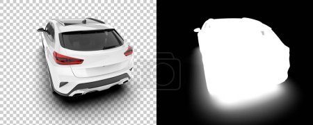 Photo for 3d illustration, back and white Modern car on transparent background. computer generated image, virtual 3d cars - Royalty Free Image