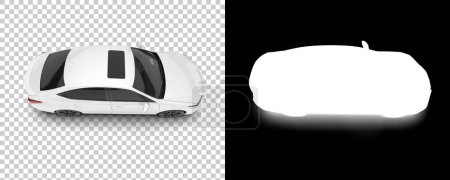 Foto de 3d ilustración, espalda y blanco Coche moderno sobre fondo transparente. imagen generada por ordenador, coches virtuales 3d - Imagen libre de derechos