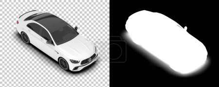 Modernes Auto auf transparentem Hintergrund, 3D-Darstellung von Automodellen, Rückseite und Weiß