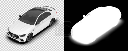 Photo for Modern car on transparent background, 3d rendering illustration of auto models, back and white - Royalty Free Image