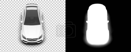 Téléchargez les photos : Voiture moderne sur fond transparent, illustration de rendu 3d de modèles automobiles, dos et blanc - en image libre de droit