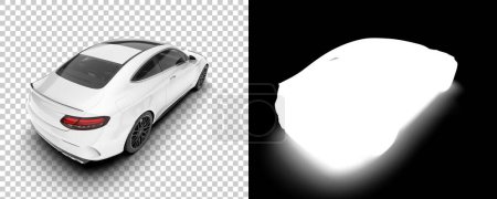 Téléchargez les photos : Voiture moderne blanche sur fond transparent, illustration de rendu 3d de modèles automobiles - en image libre de droit