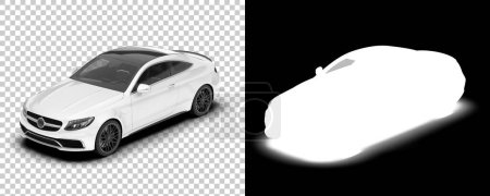 White Modernes Auto auf transparentem Hintergrund, 3D-Darstellung von Automodellen 