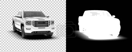 Photo for Black and white illustration of pickup truck - Royalty Free Image