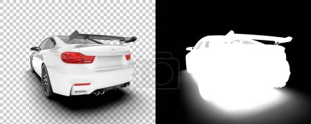 Foto de Sport car isolated on background with mask. 3d rendering, illustration - Imagen libre de derechos
