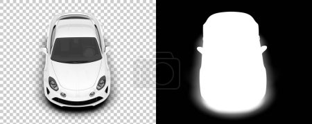 Téléchargez les photos : Sport car isolated on background with mask. 3d rendering, illustration - en image libre de droit