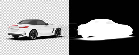 Foto de Sport car isolated on background with mask. 3d rendering, illustration - Imagen libre de derechos