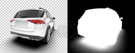 Foto de Modern car suv isolated on background with mask. 3d rendering - illustration - Imagen libre de derechos