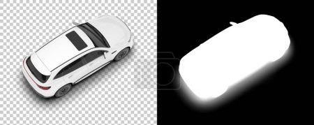 Téléchargez les photos : Modern car suv isolated on background with mask. 3d rendering - illustration - en image libre de droit