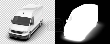 Téléchargez les photos : Cargo van isolated on background with mask. 3d rendering - illustration - en image libre de droit