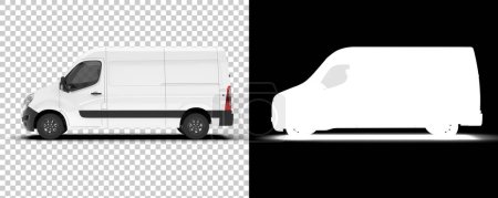 Téléchargez les photos : Cargo van isolated on background with mask. 3d rendering - illustration - en image libre de droit