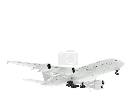 Foto de Commercial airplane isolated on background. 3d rendering - illustration - Imagen libre de derechos