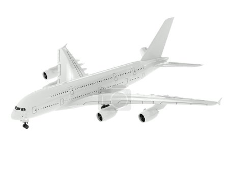 Téléchargez les photos : Commercial airplane isolated on background. 3d rendering - illustration - en image libre de droit