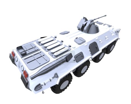 Foto de Vehículo de guerra sobre fondo blanco. representación 3d - ilustración - Imagen libre de derechos