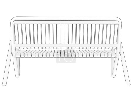 Photo for Bench isolated on white background. 3d rendering - illustration - Royalty Free Image